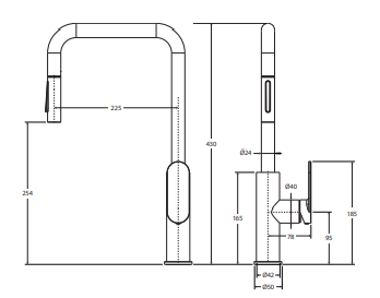 Empire Slim Sink Mixer, Urban Brass