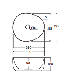 Pebble Small Above Counter Basin, Matte White