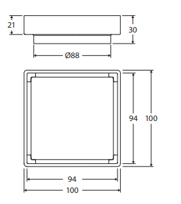 Square Tile 2-in-1 Floor Waste, 88mm Outlet, Rose Gold