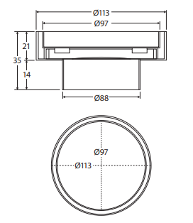 Round 2-in-1 Tile Bed Floor Waste, 88mm Outlet, Gun Metal