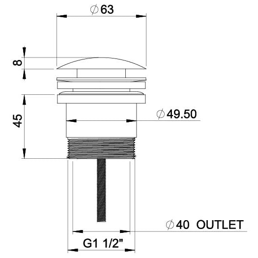 40mm Dome Pop Up Universal Waste