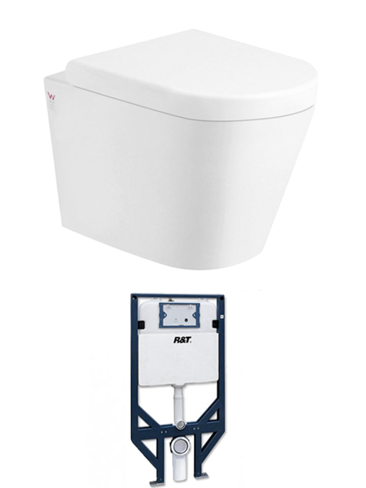 Alzano WH Rimless Pan Thick Seat/ R&T Inwall Cistern (Button Order Separately)
