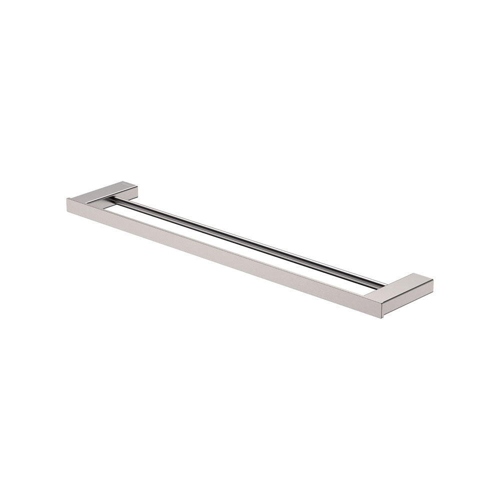 Tono Double Towel Rail 610mm Brushed Nickel – Modern Rail Design | Pilbara Bathroom Warehouse Perth and regional Western Australia