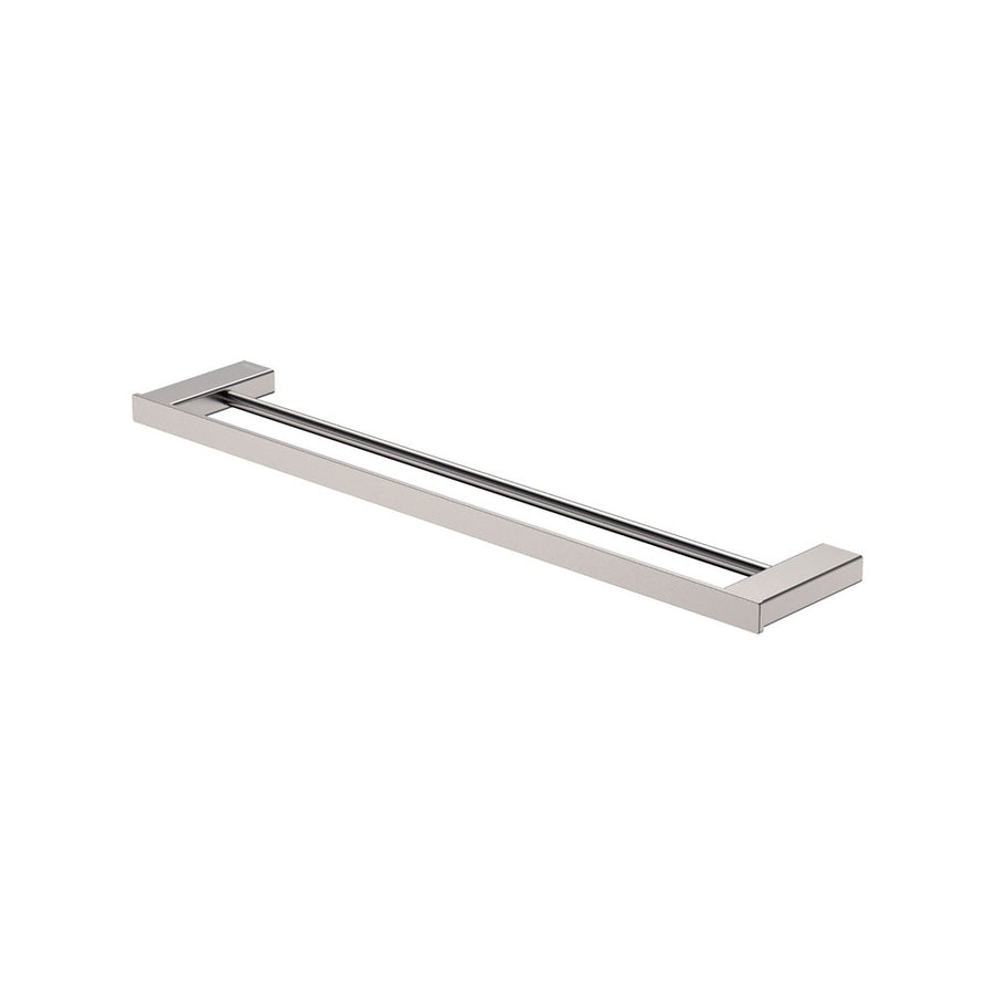 Tono Double Towel Rail 610mm Brushed Nickel – Modern Rail Design | Pilbara Bathroom Warehouse Perth and regional Western Australia