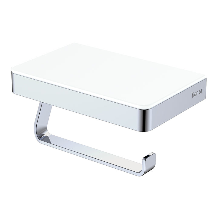 Tono Toilet Roll Holder with Glass Shelf, Chrome – Pilbara Bathroom Warehouse Perth and regional Western Australia