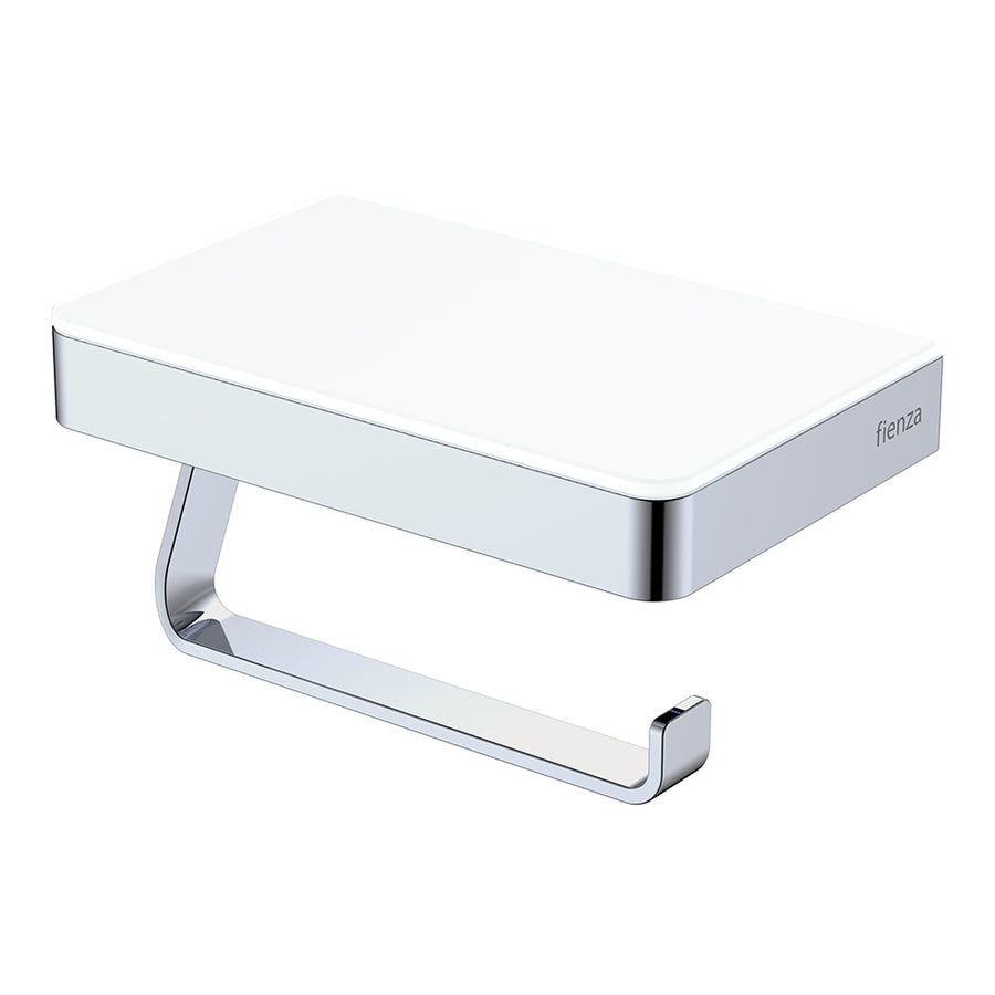 Tono Toilet Roll Holder with Glass Shelf, Chrome – Pilbara Bathroom Warehouse Perth and regional Western Australia