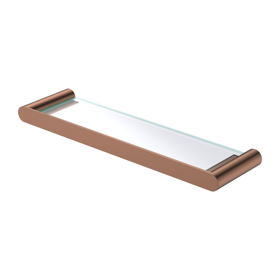 Empire Slim Glass Shelf, Brushed Copper – Pilbara Bathroom Warehouse Perth and regional Western Australia