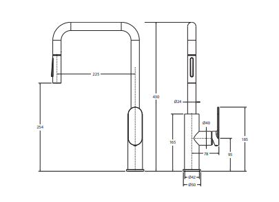 Empire Slim Sink Mixer, Brushed Copper