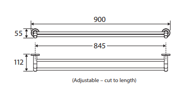 Kaya Double Towel Rail, 900mm, Matte White