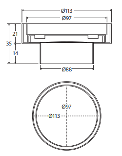 Round 2-in-1 Tile Bed Floor Waste, 88mm Outlet, Urban Brass