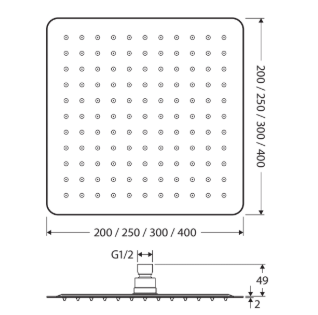 Slice Square Shower Head, 250mm