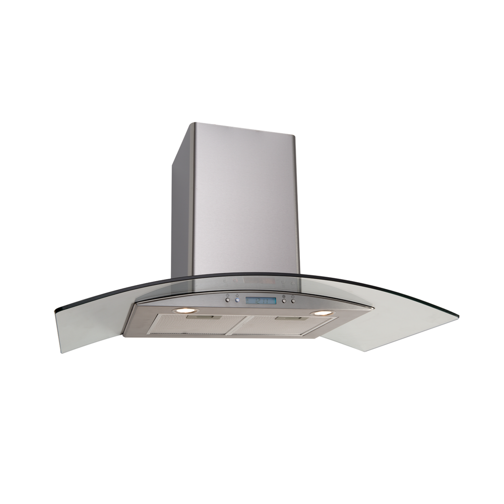 90cm Electronic Glass Canopy Rangehood 700m3/h Halogen Light 2*20W LCD display | Pilbara Bathroom Warehouse - Perth, Western Australia