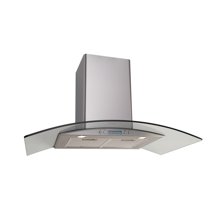 90cm Electronic Glass Canopy Rangehood 700m3/h Halogen Light 2*20W LCD display | Pilbara Bathroom Warehouse - Perth, Western Australia