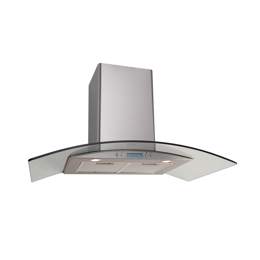 90cm Electronic Glass Canopy Rangehood 700m3/h Halogen Light 2*20W LCD display | Pilbara Bathroom Warehouse - Perth, Western Australia