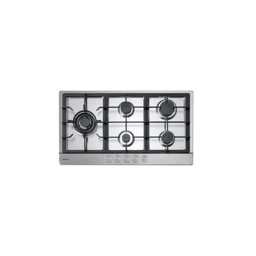 90cm Gas Cooktop Left Hand Wok/ Cast Iron Trivet Stainless Steel/ Round Hob | Pilbara Bathroom Warehouse - Perth, Western Australia