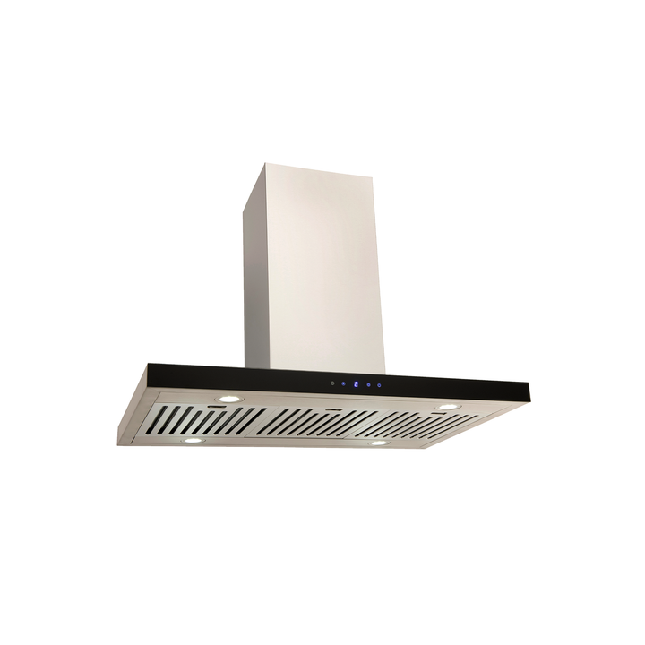 90cm Straight Island Canopy, Remote Control, 1000m3/h(TBC) LED Light x 4 Baffle filters | Pilbara Bathroom Warehouse - Perth, Western Australia