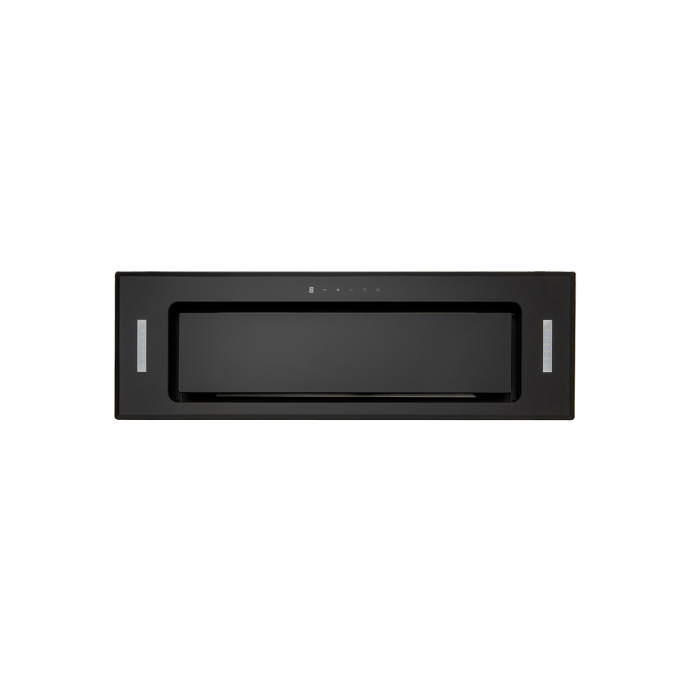 90cm Undermount Rangehood, Black Glass, Extraction, LED Lights, Concealed Filters| Pilbara Bathroom Warehouse - Perth, Western Australia