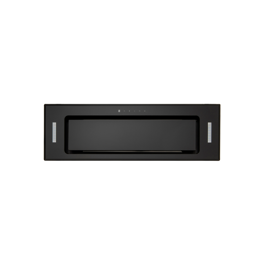 90cm Undermount Rangehood, Black Glass, Extraction, LED Lights, Concealed Filters| Pilbara Bathroom Warehouse - Perth, Western Australia