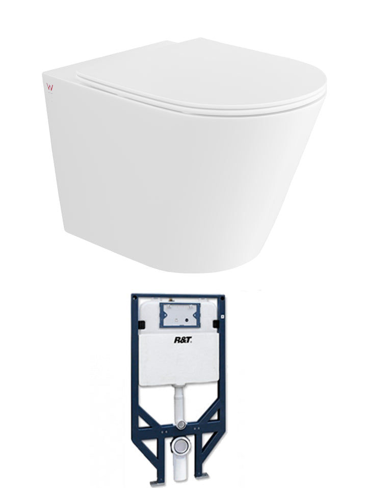 Alzano Wall Hung Pan & R&T Inwall Cistern with Frame (Button Order Separately)