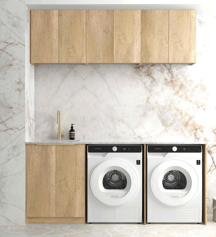 Laundry Kit 1960A Byron/Bondi Natural Oak with Natural Carrara Marble Top