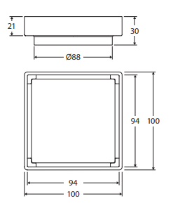 Square Tile 2-in-1 Floor Waste, 88mm Outlet, Matte Black