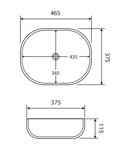 Koko 465 Matte White Above Counter Basin