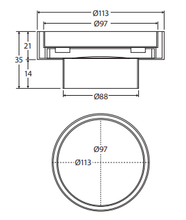 Round 2-in-1 Tile Bed Floor Waste, 88mm Outlet, Stainless Steel
