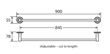 Kaya Single Towel Rail, 900mm, Brushed Copper
