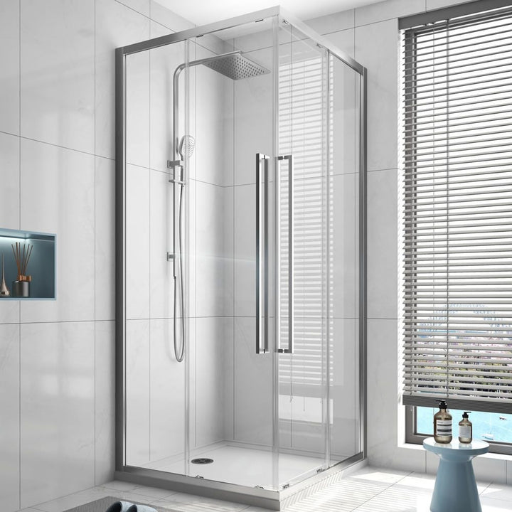 Alpine Square Corner Entry 100cm Silver (1x Side Only)