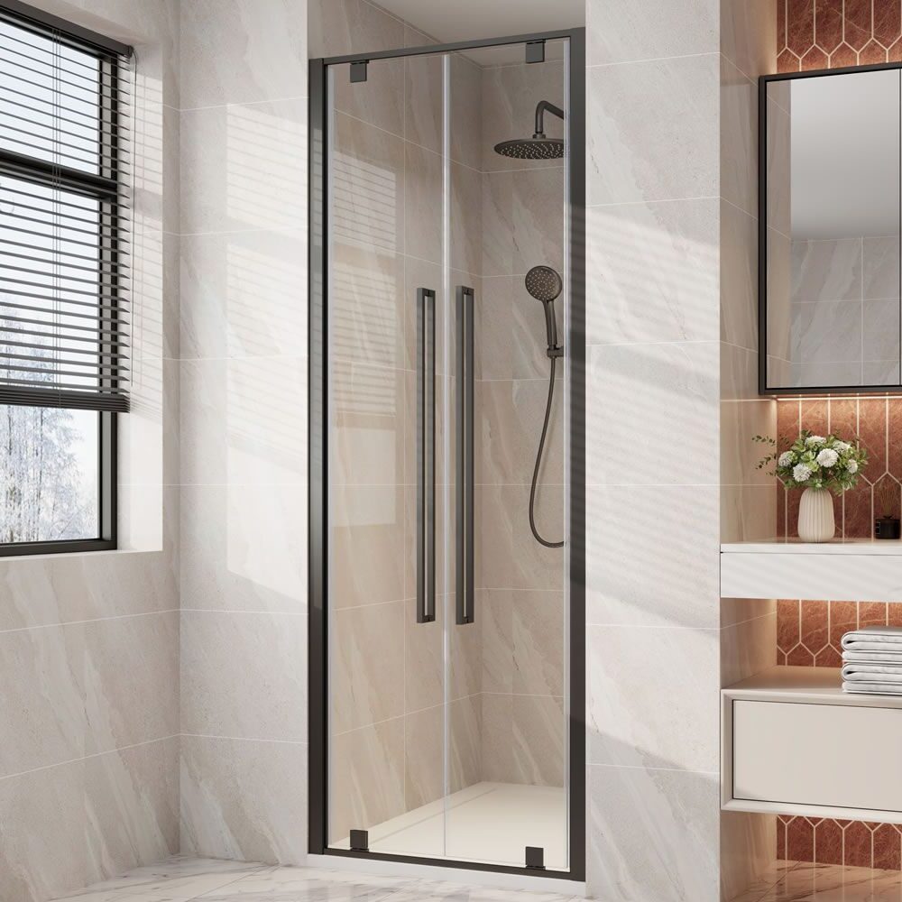 Alpine Double Pivoting Shower Door 120x200cm Black