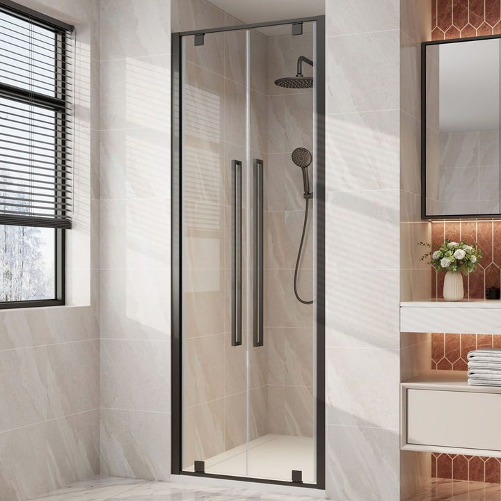 Alpine Double Pivoting Shower Door 120x200cm Black
