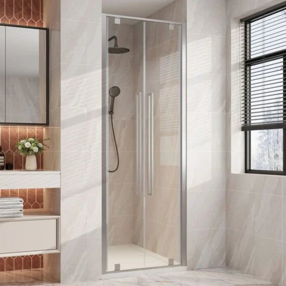 Alpine Double Pivoting Shower Door 110x200cm Silver
