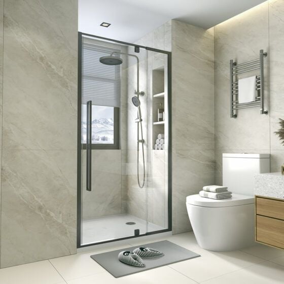 Alpine Shower Return Panel 90x200cm Black
