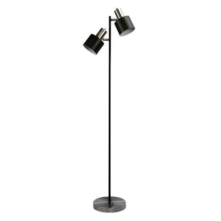 ARI Twin Floor Lamp – Mid-Century Brushed Chrome & Copper