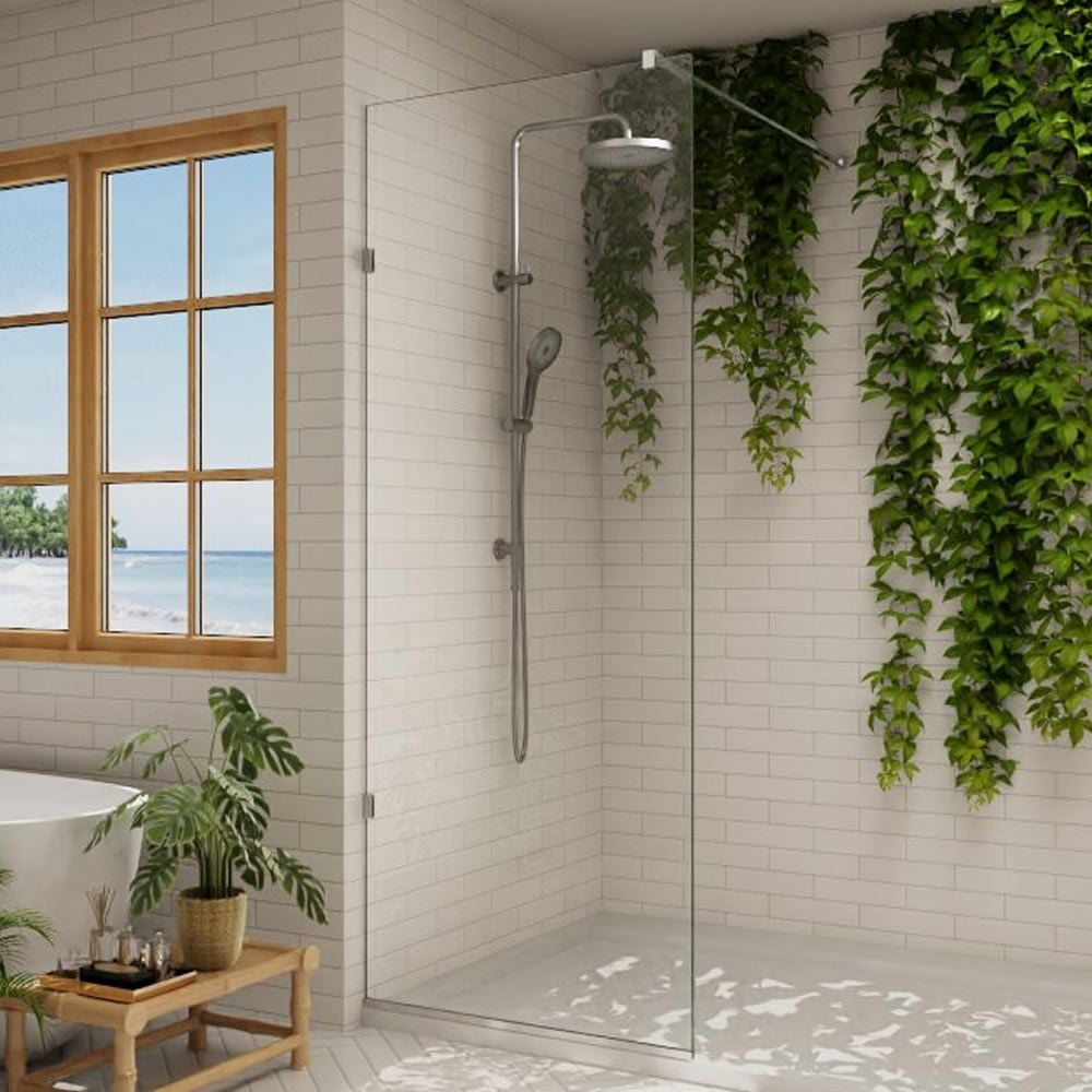 3 x F Type Wall Brackets for 10mm Shower Panels - White