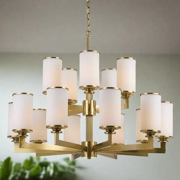 Ahern Pendant Light Large 15Lt - Brass with Opal Glass