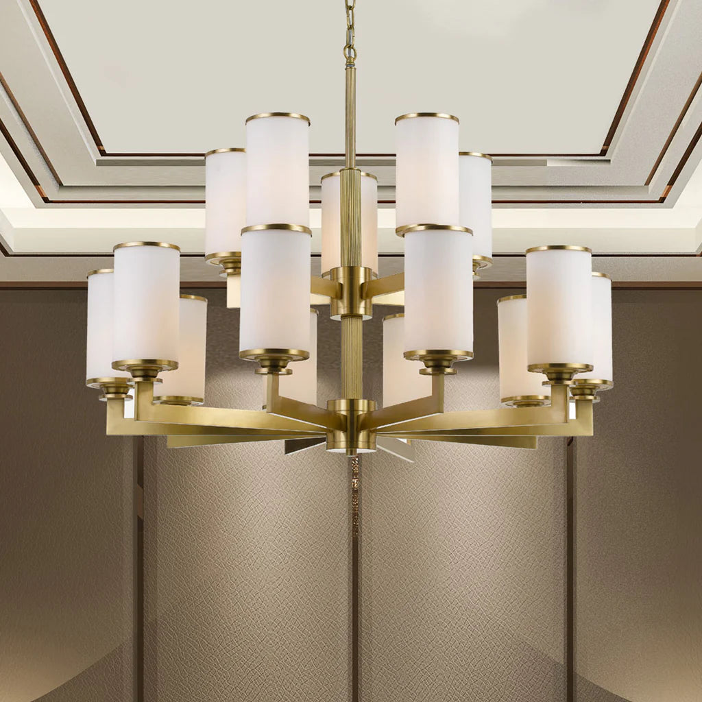Ahern Pendant Light Large 15Lt - Brass with Opal Glass