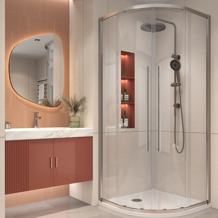 Alpine Curved Corner Entry Shower 90cm Silver
