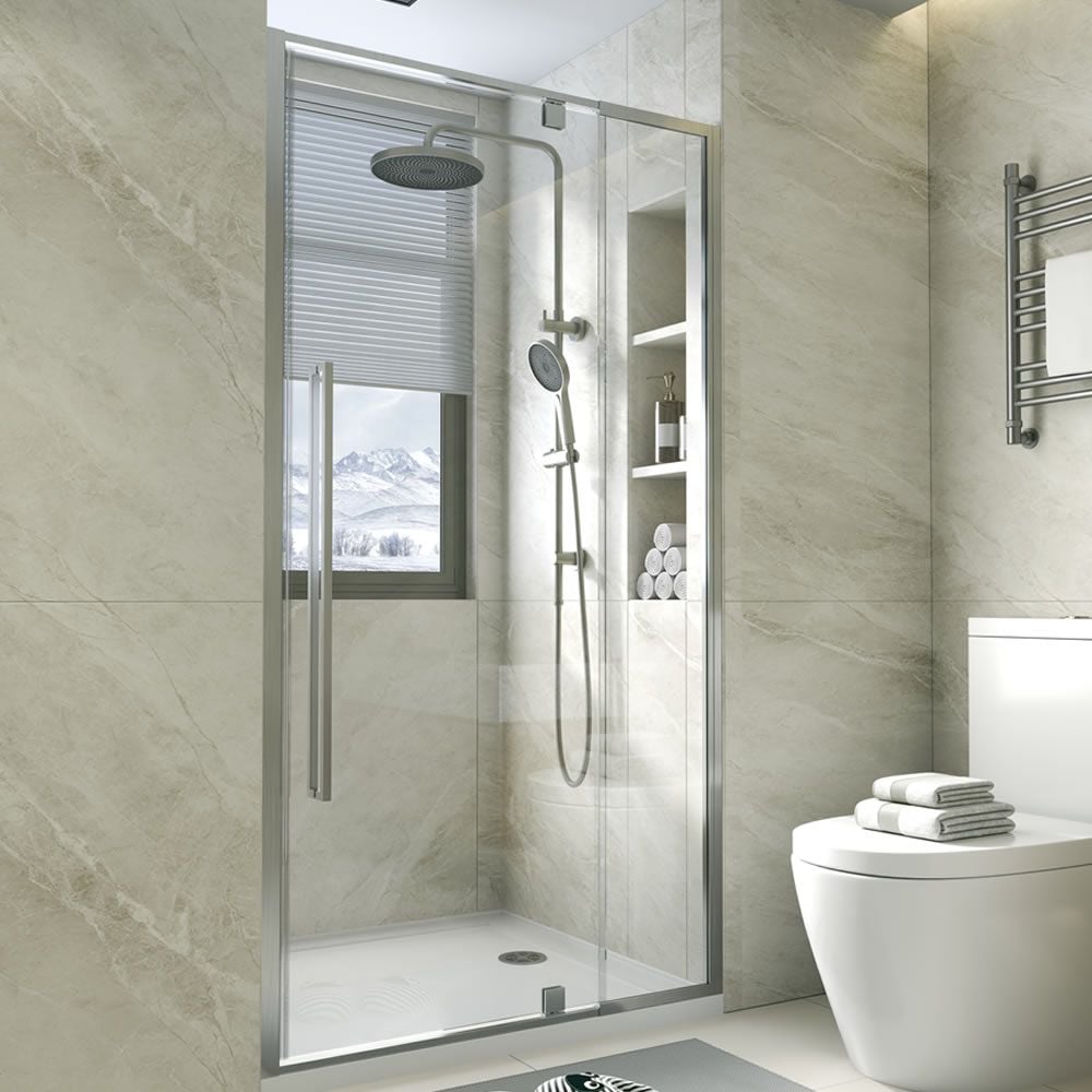 Alpine Pivoting Shower Door 100x200cm Silver