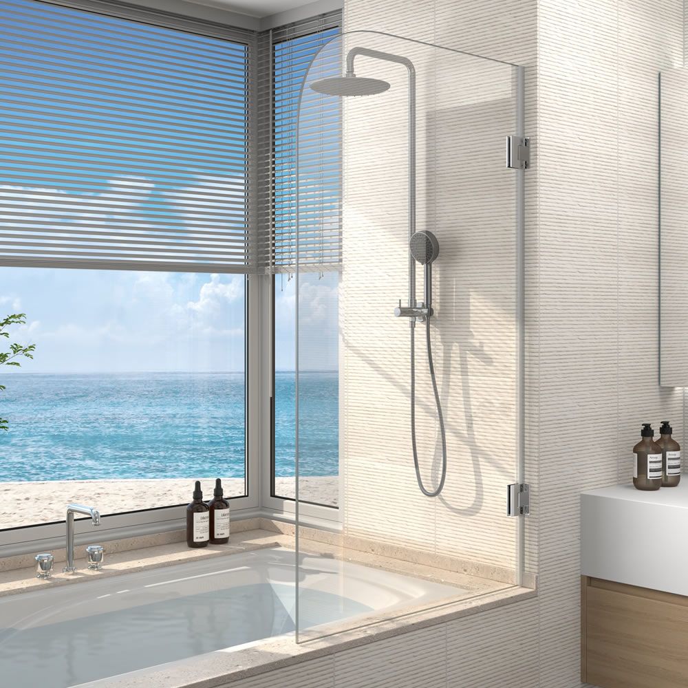 Alpine Curved Pivot Bath Screen 150x85cm