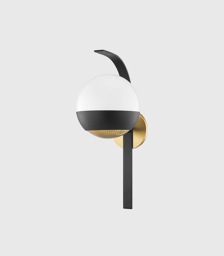 Aly Wall Light | Hudson Valley | Black, Aged Brass & White Glass