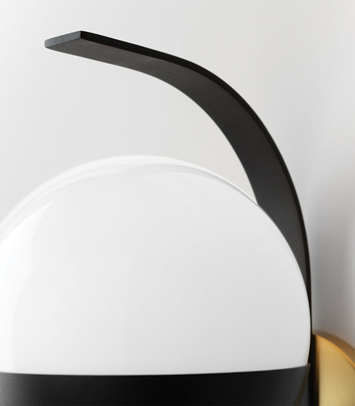 Aly Wall Light | Hudson Valley | Black, Aged Brass & White Glass