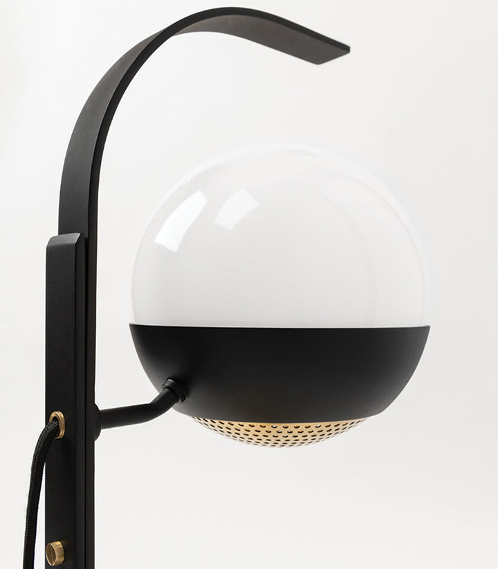 Aly Wall Light | Hudson Valley | Black, Aged Brass & White Glass