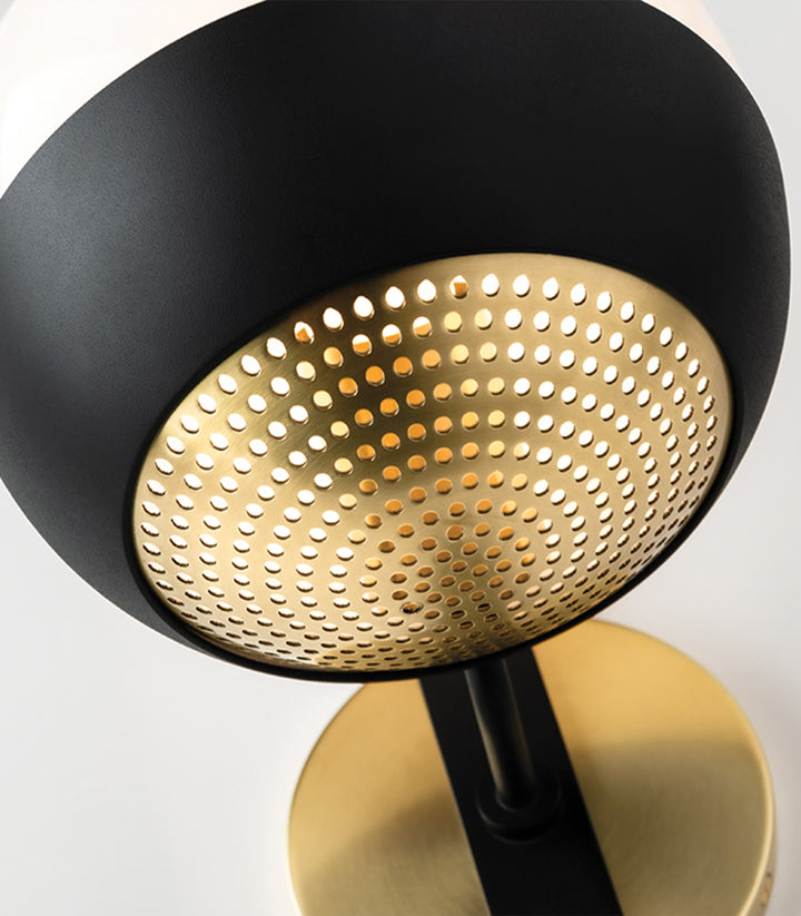 Aly Wall Light | Hudson Valley | Black, Aged Brass & White Glass