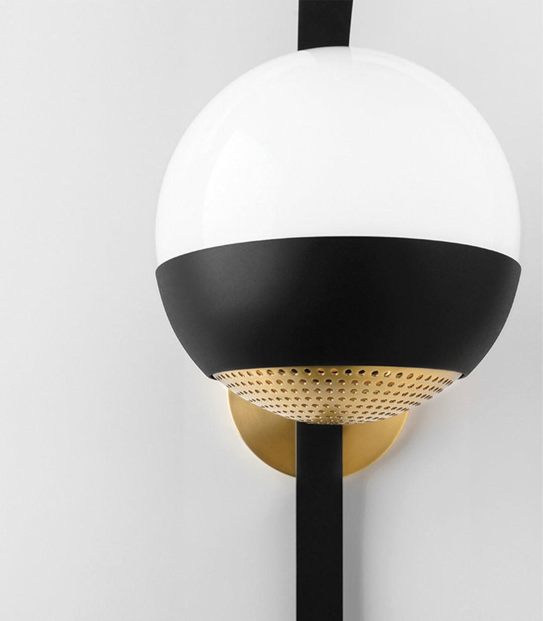 Aly Wall Light | Hudson Valley | Black, Aged Brass & White Glass