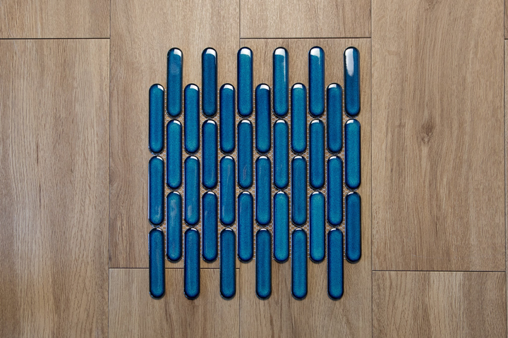 Amalfi Blue Pill Mosaic 350x295 – Elegant Glossy Blue Ceramic Wall Tiles