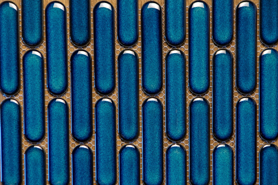 Amalfi Blue Pill Mosaic 350x295 – Elegant Glossy Blue Ceramic Wall Tiles
