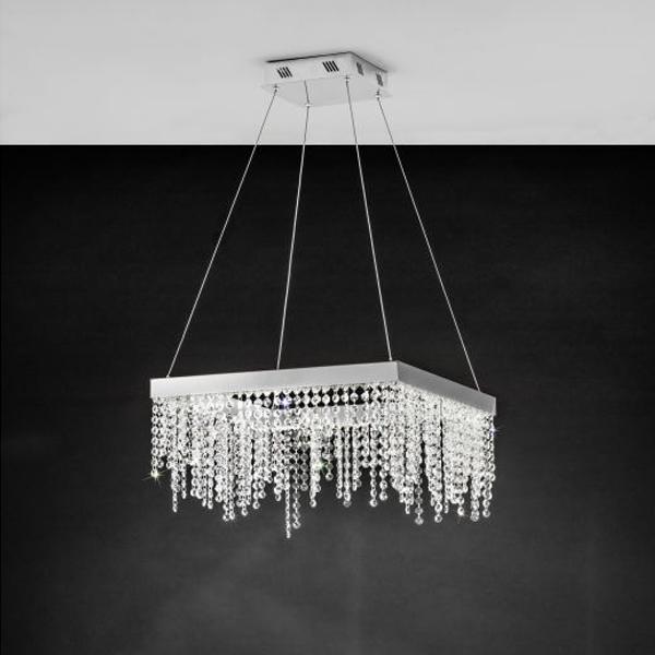 Antelao LED Pendant Light Small – 28W in Chrome & Crystal