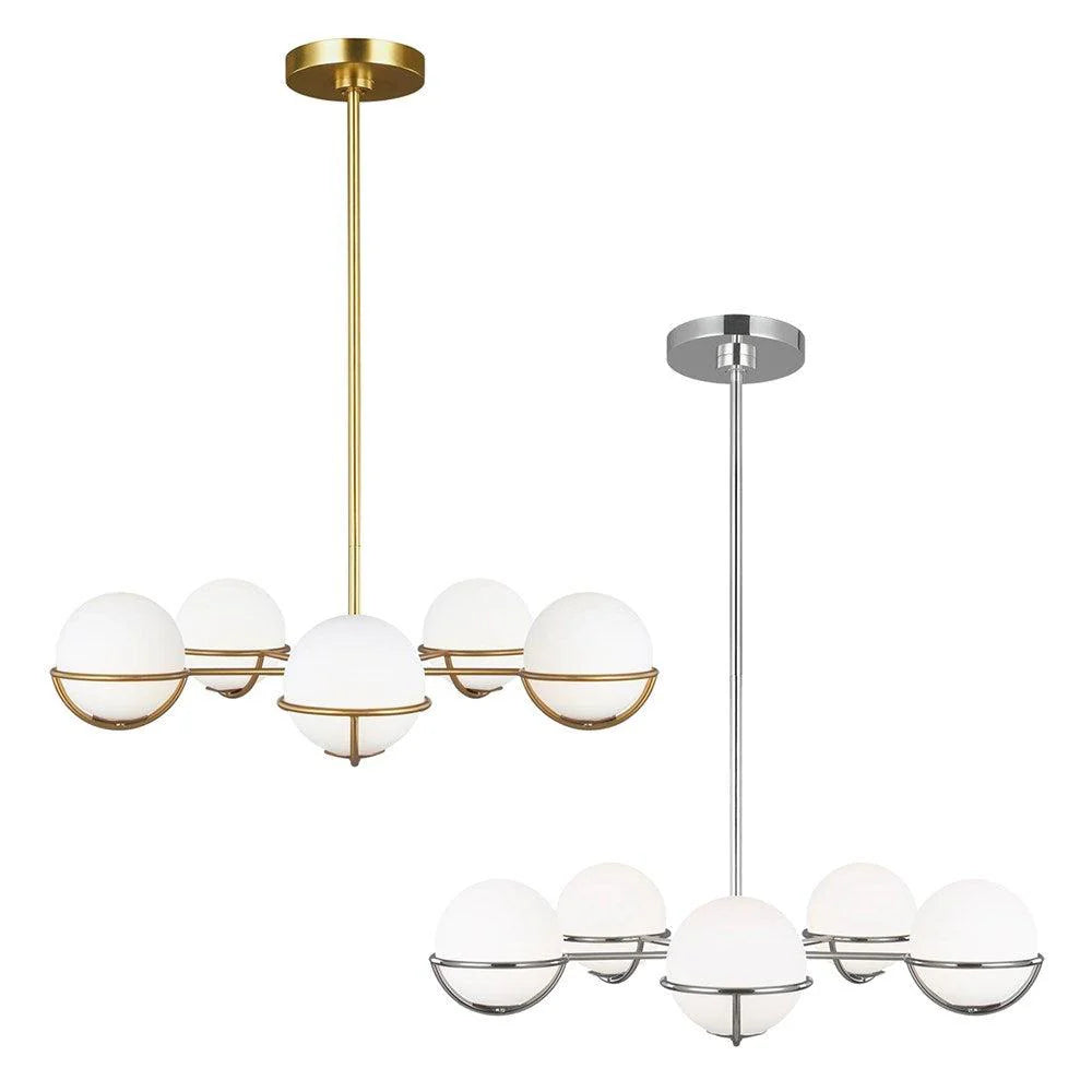 Apollo LED Chandelier – 5-Light in Burnished Brass & Polished Nickel