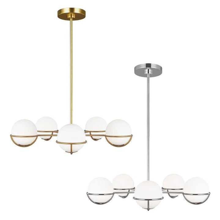 Apollo LED Chandelier – 5-Light in Burnished Brass & Polished Nickel